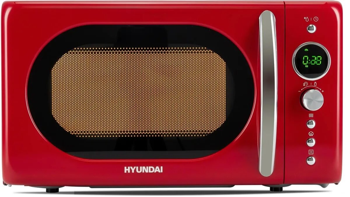 

Микроволновая печь HYUNDAI HYM-D3037 красный/серебристый