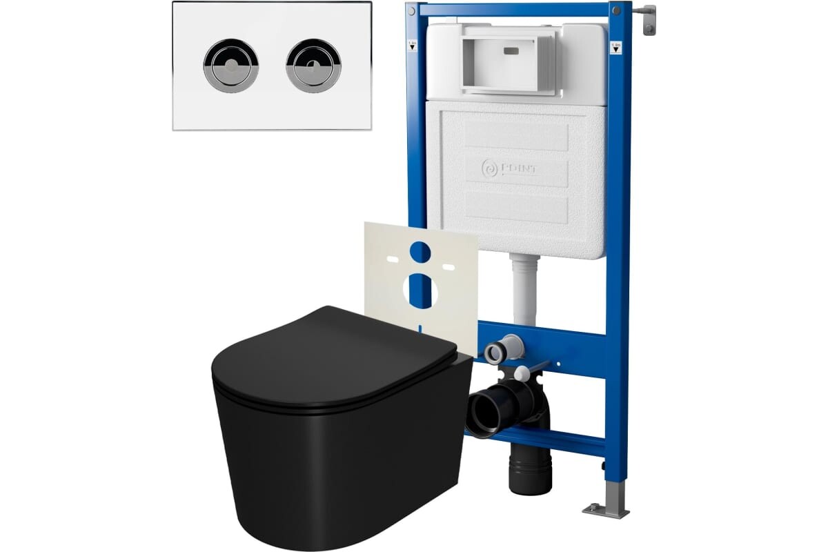 

Комплект инсталляции Point PN48209WC (Элемент П PN45121 +Клавиша Венера бел/хром PN44072WC +Унитаз Веста чёрный мат.)