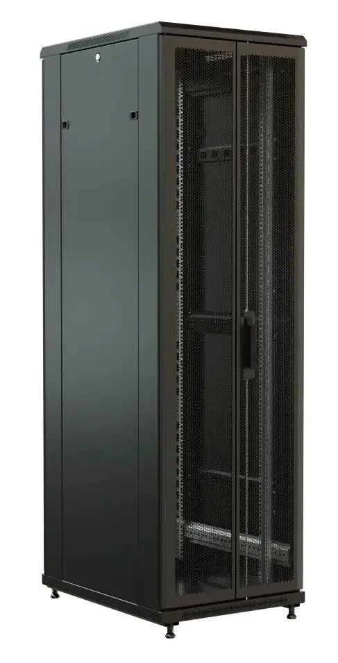 

Коммутационный шкаф WRLINE WR-TT-2766-DD-RAL9004 напольный, перфорированная двустворчатая передняя дверь, 27U, 600x1388x600мм