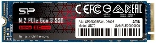 

SSD накопитель Silicon Power UD70 2ТБ M.2 (SP02KGBP34UD7005)