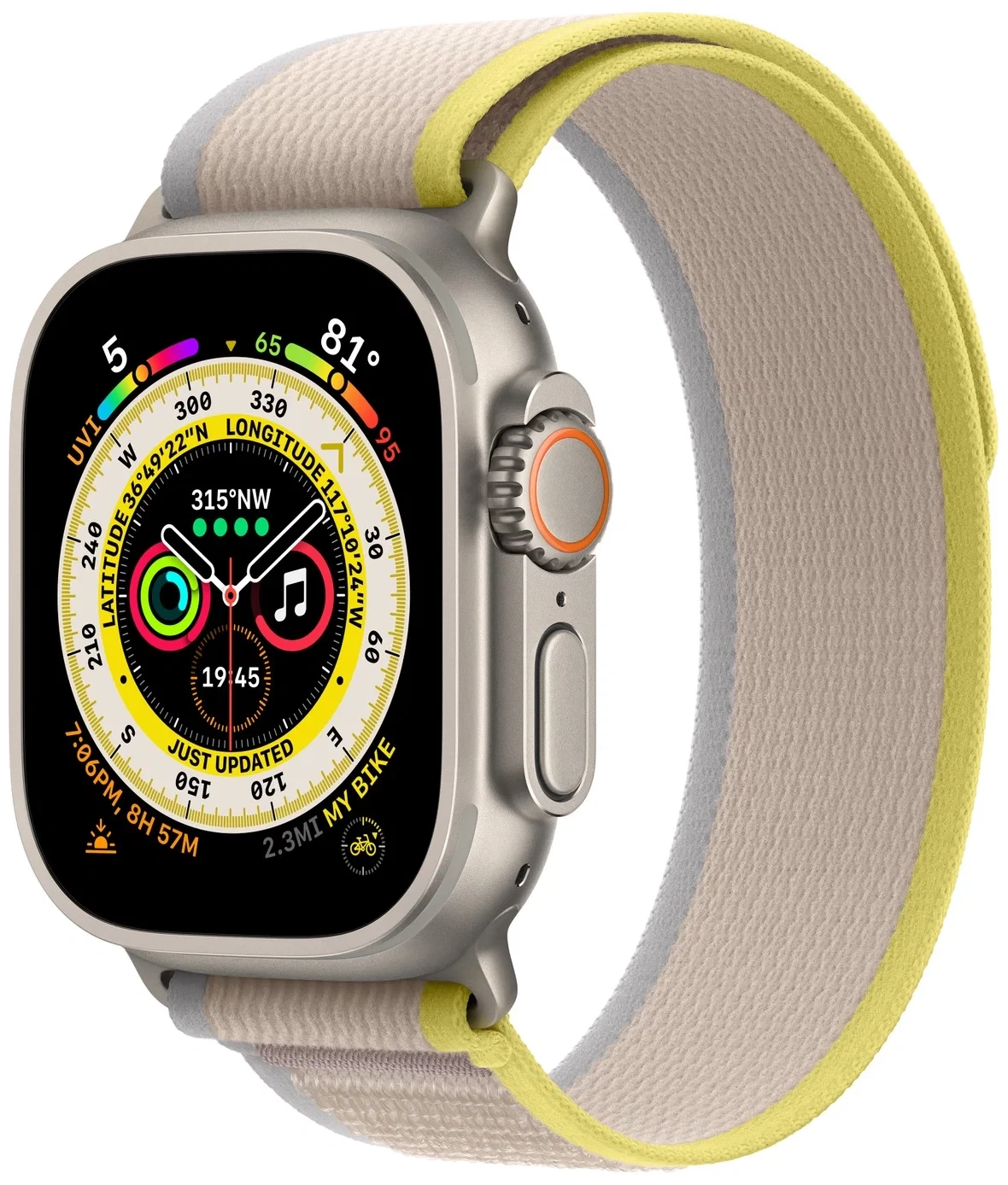 

Умные часы Apple Watch Ultra A2684 49мм титан/желтый/бежевый (MQFU3AE/A)