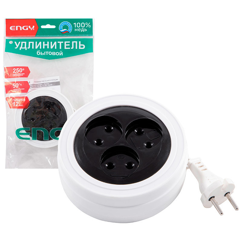 

Удлинитель Engy Рулетка 3м/3роз (ШВВП 2х0,75) (186709)