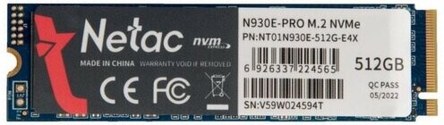 

SSD накопитель Netac N930E Pro 512GB (NT01N930E-512G-E4X-N)