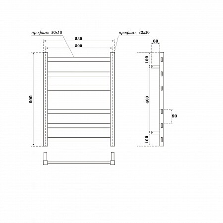 

Полотенцесушитель электрический Point Меркурий PN83156E П6 500x600 левый/правый, хром