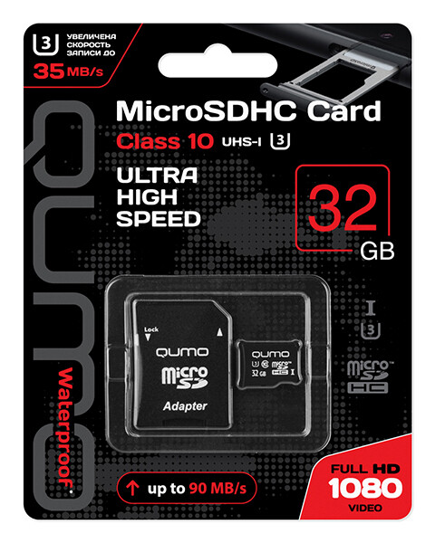 

Карта памяти Qumo MicroSDHC 32GB CLASS-10 UHS-I N/A ,3.0 (33039) без адаптера
