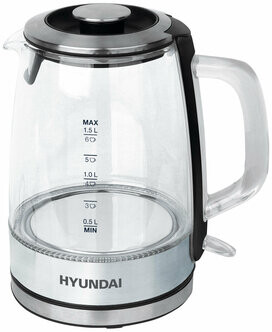 

Чайник Hyundai HYK-G2403 черный/серебристый