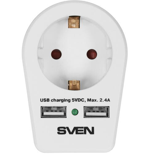 

Сетевой фильтр Sven SF-S1U (1 евро розетка,2 USB) белый