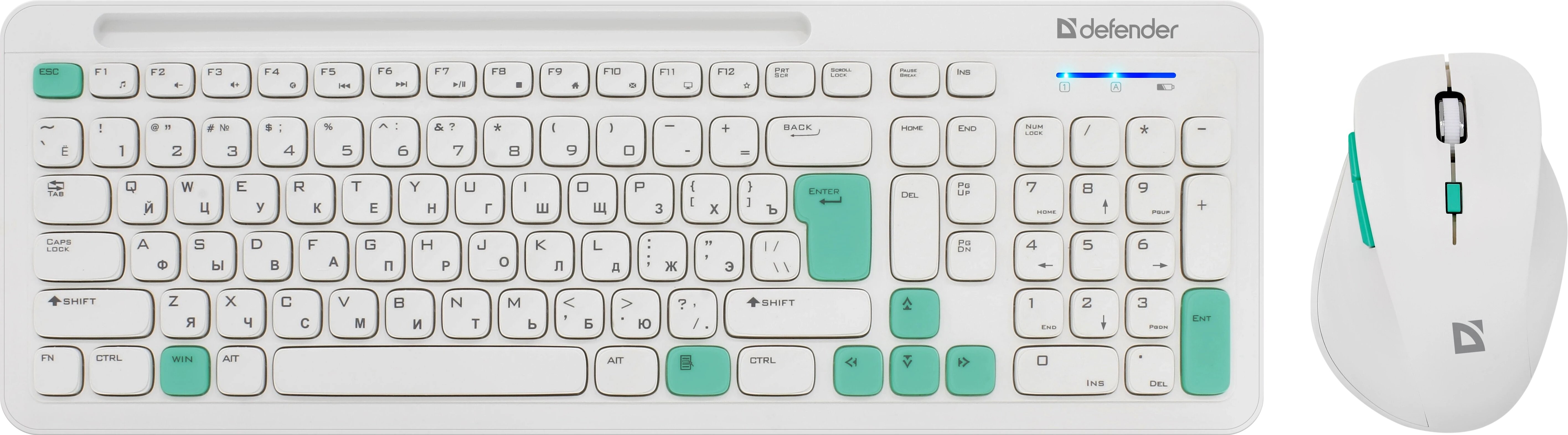 Комплект мыши и клавиатуры Defender CERRATO C-978 RU white-blue (45978)