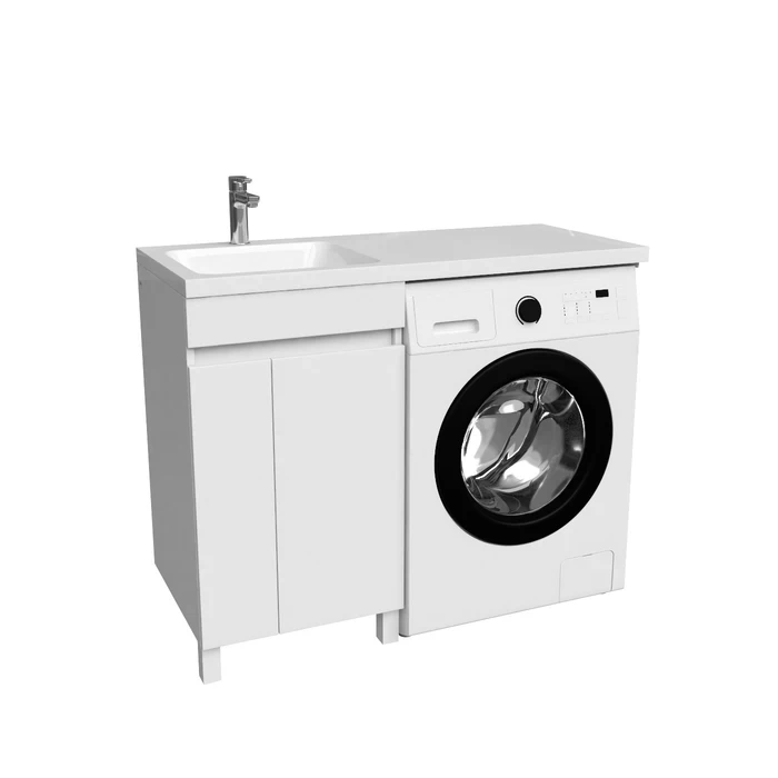

Тумба Iddis Optima Home 110см, левая, белая для стиральной машины с раковиной (PH11LDi95K)
