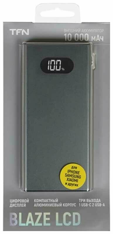 

Внешний аккумулятор TFN Blaze LCD 10000mAh gray (TFN-PB-267-GR)