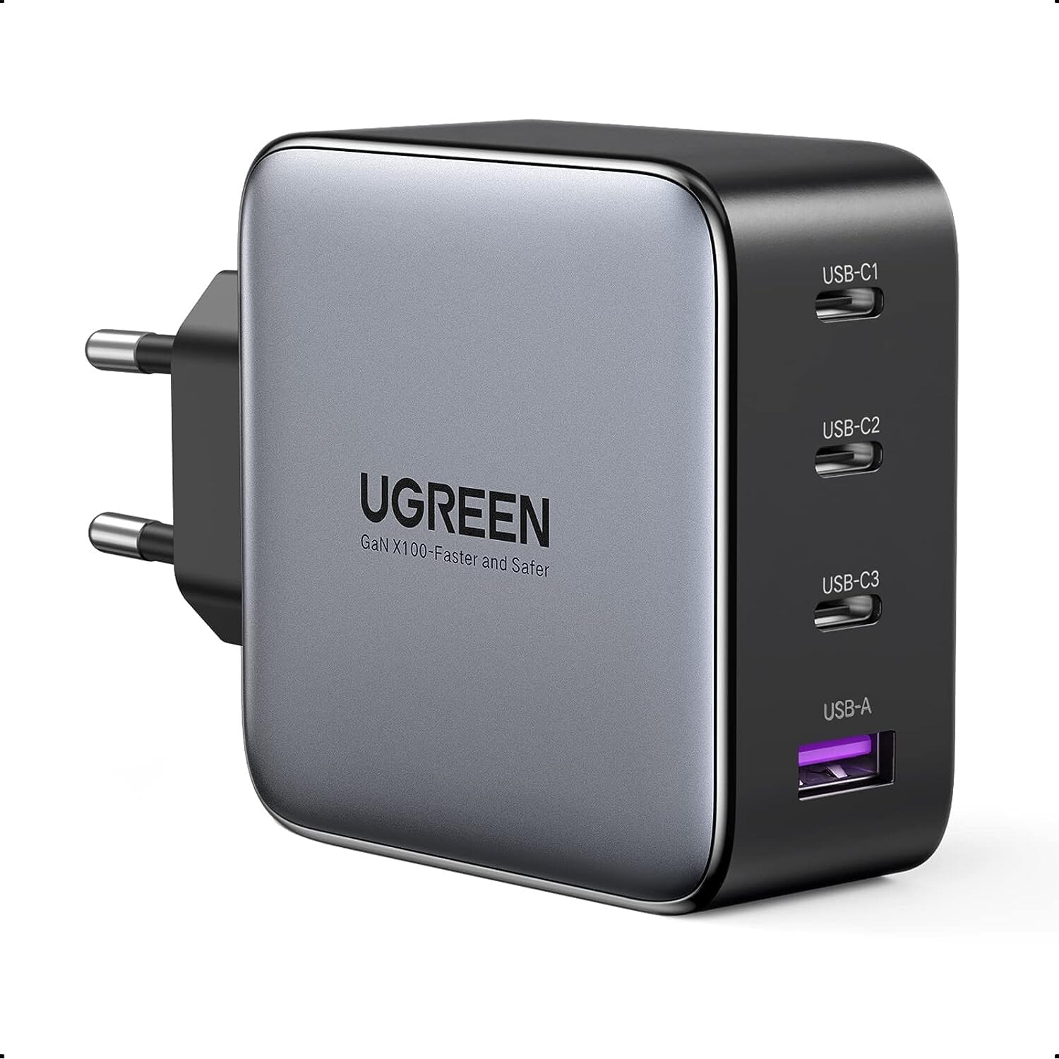 

Сетевое зарядное устройство Ugreen CD226 USB-A+3*USB-C 100W GaN Fast Charger с кабелем 100W USB-C серый космос (90575)