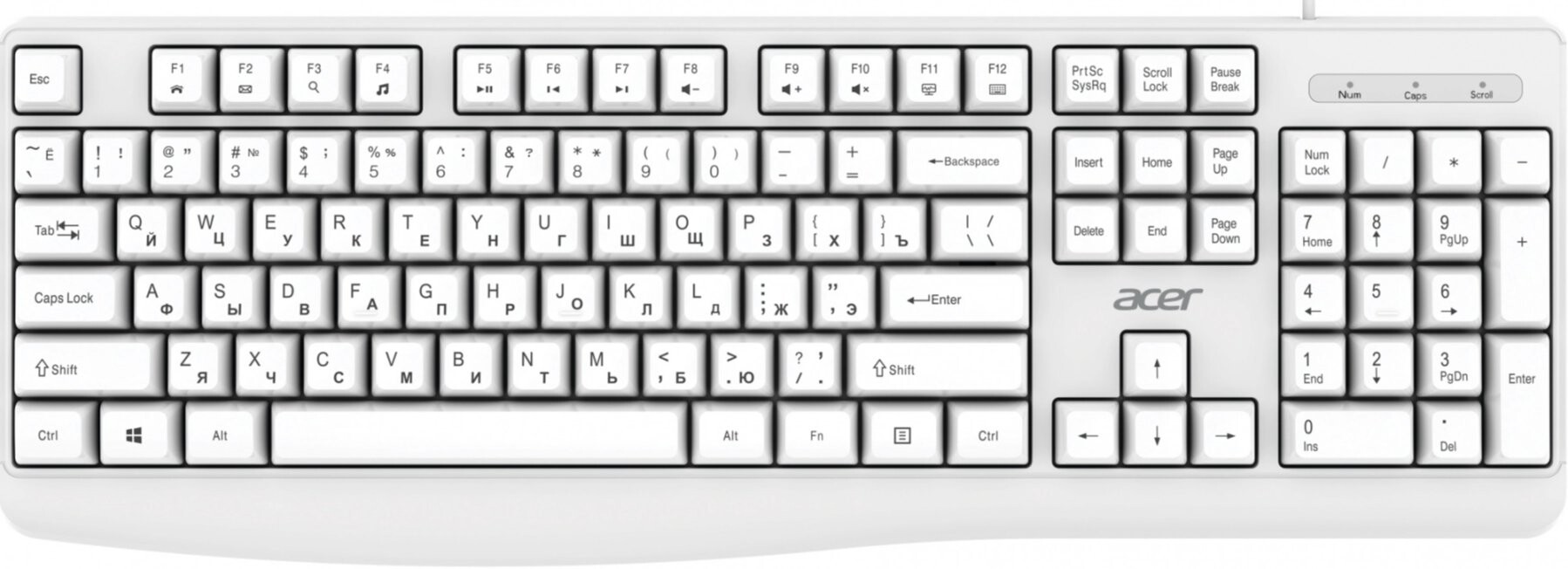 

Клавиатура Acer OKW301 белый USB (ZL.KBDCC.01B)