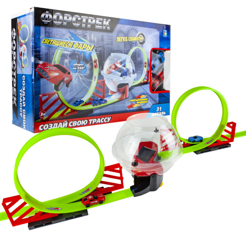 

Игрушечный транспорт 1 TOY Форстрек автодром 2 машинки (Т16060)