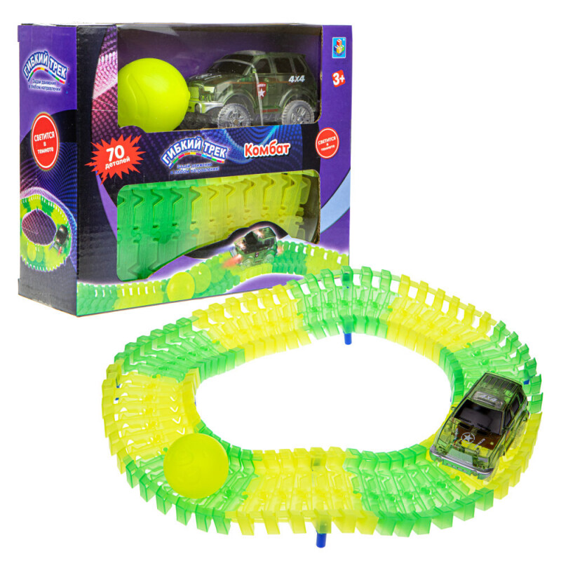 

Игрушечный транспорт 1 TOY гибкий трек Комбат 70дет. (Т13189)