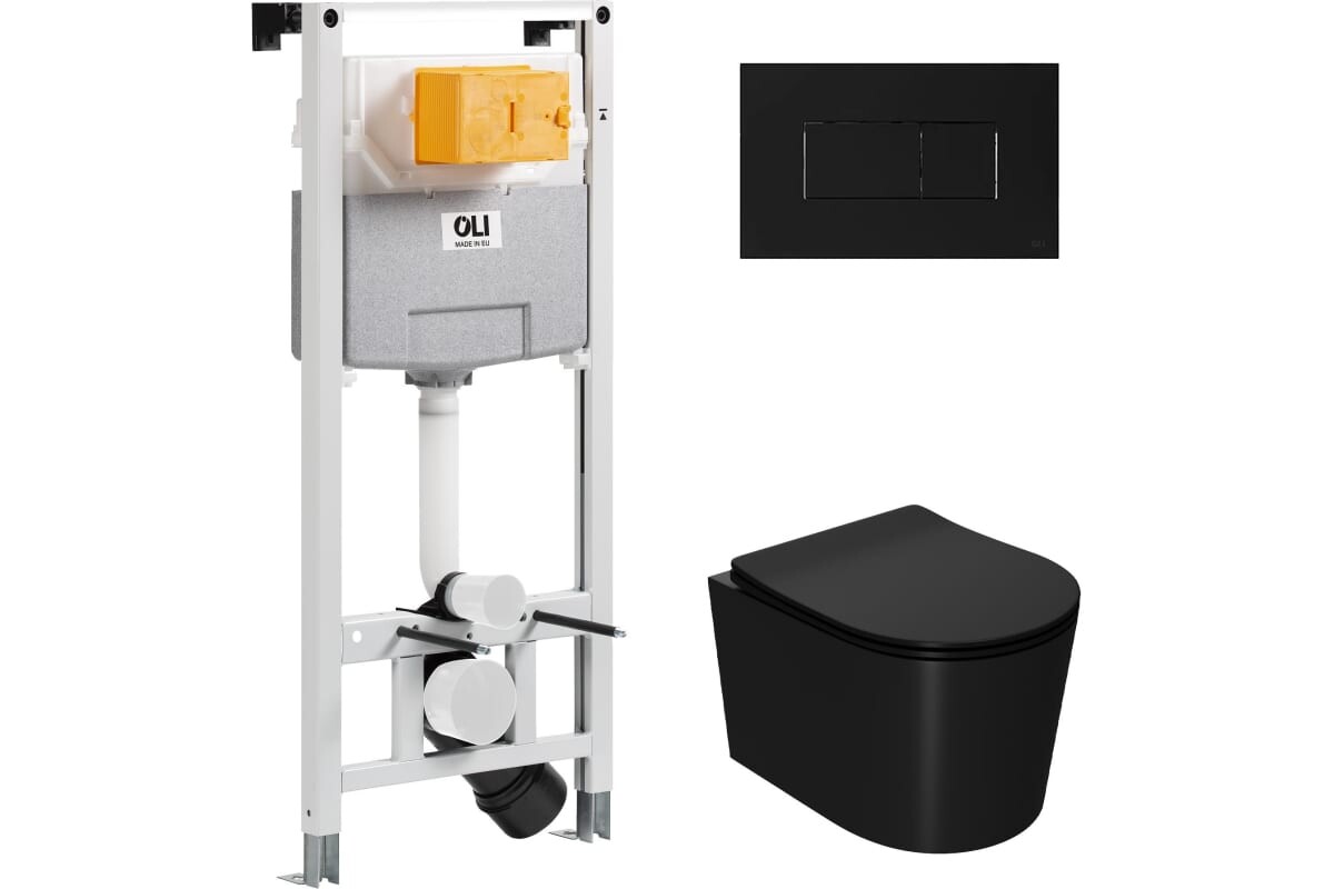 

Комплект инсталляции OLI 879235pKA03+PN41701BM (Сет: OLI 120 ECO Sanitarblock pneumatic+Панель KARISMA,черн.soft+Унитаз Point Веста, чёрн PN41701BM)
