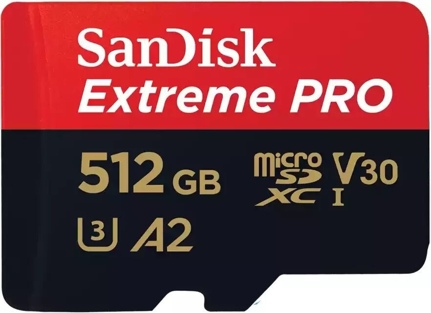 

Карта памяти Sandisk Extreme microSDHC 512ГБ (SDSQXCD-512G-GN6MA) +SD адаптер