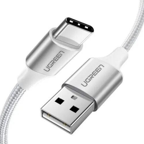 Кабель UGREEN USB-A 2.0 to USB-C Cable Nickel Plating Aluminum Braid 0.5m US288 White (60130)