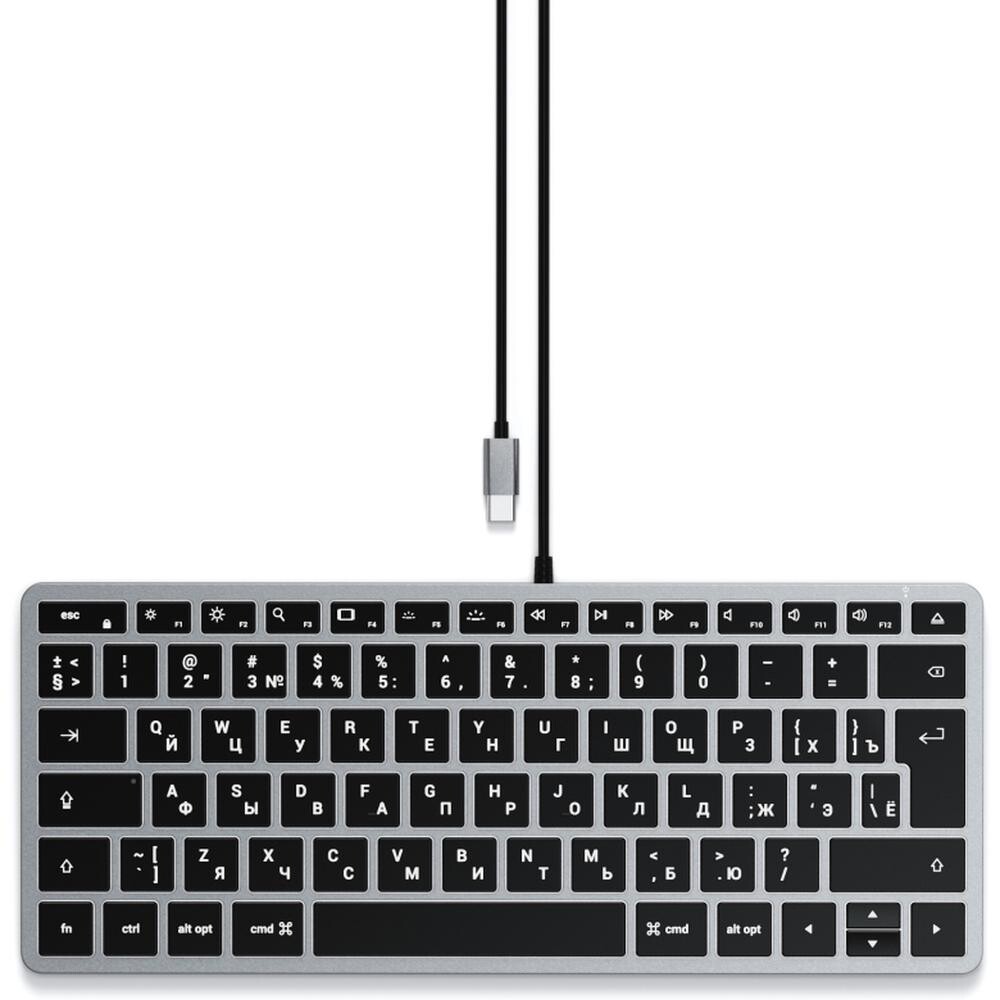 Клавиатура Satechi Slim W1 USB-C Wired Keyboard-RU Серый космос (ST-UCSW1M-RU)