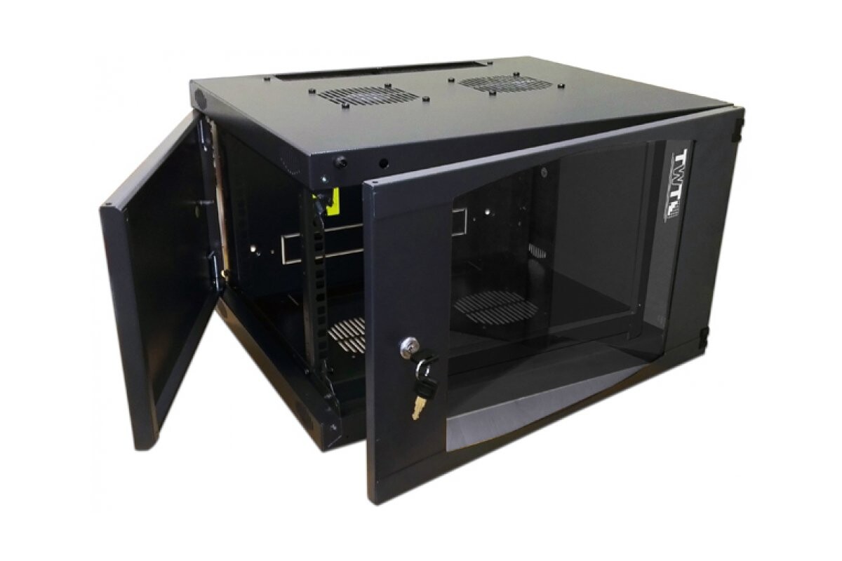 

Коммутационный шкаф LanMaster TWT-CBWNG-12U-6X4-BK настенный, стеклянная передняя дверь, 12U, 550x658x450мм