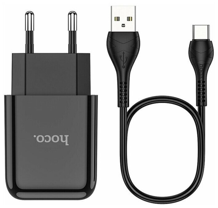 

Сетевое зарядное устройство Hoco N2 черный +Кабель USB-Type-C (6931474728869)