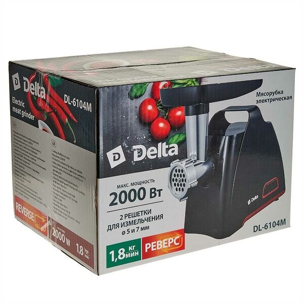 

Мясорубка DELTA DL-6104M черный с красным