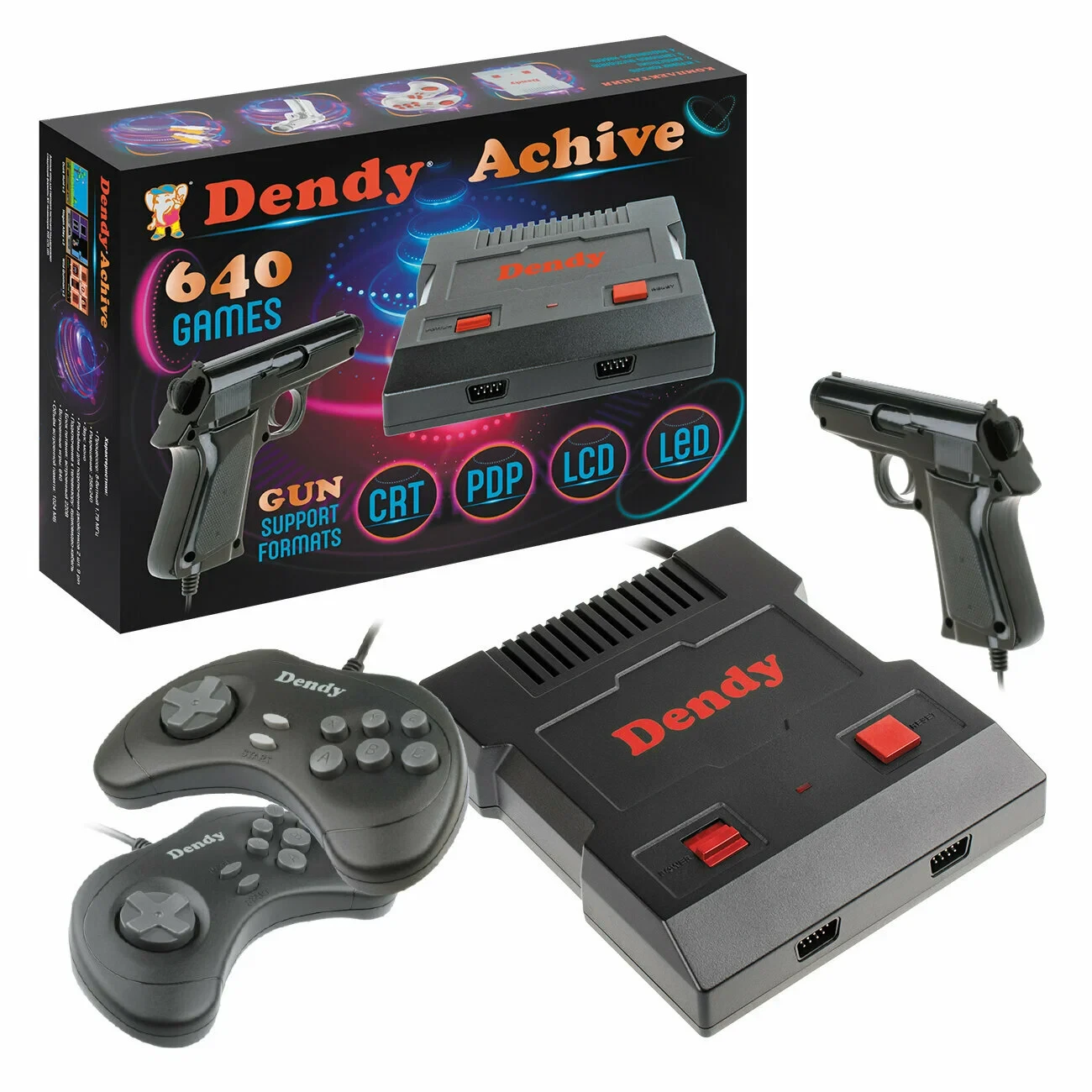 

Игровая консоль DENDY Achive (640 игр) + световой пистолет черная