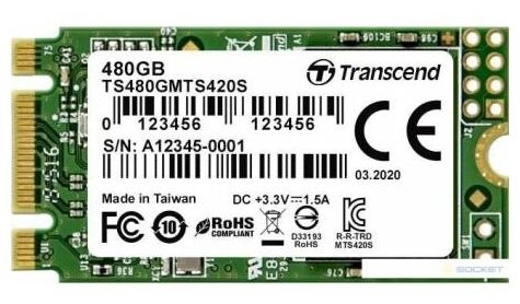 

SSD накопитель Transcend 480ГБ M.2 2280 SATA III (TS480GMTS420S)