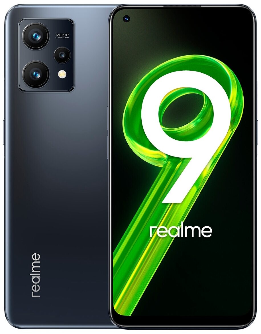 

Телефон Realme 9 4G 8/128Gb черный (RMX3521)
