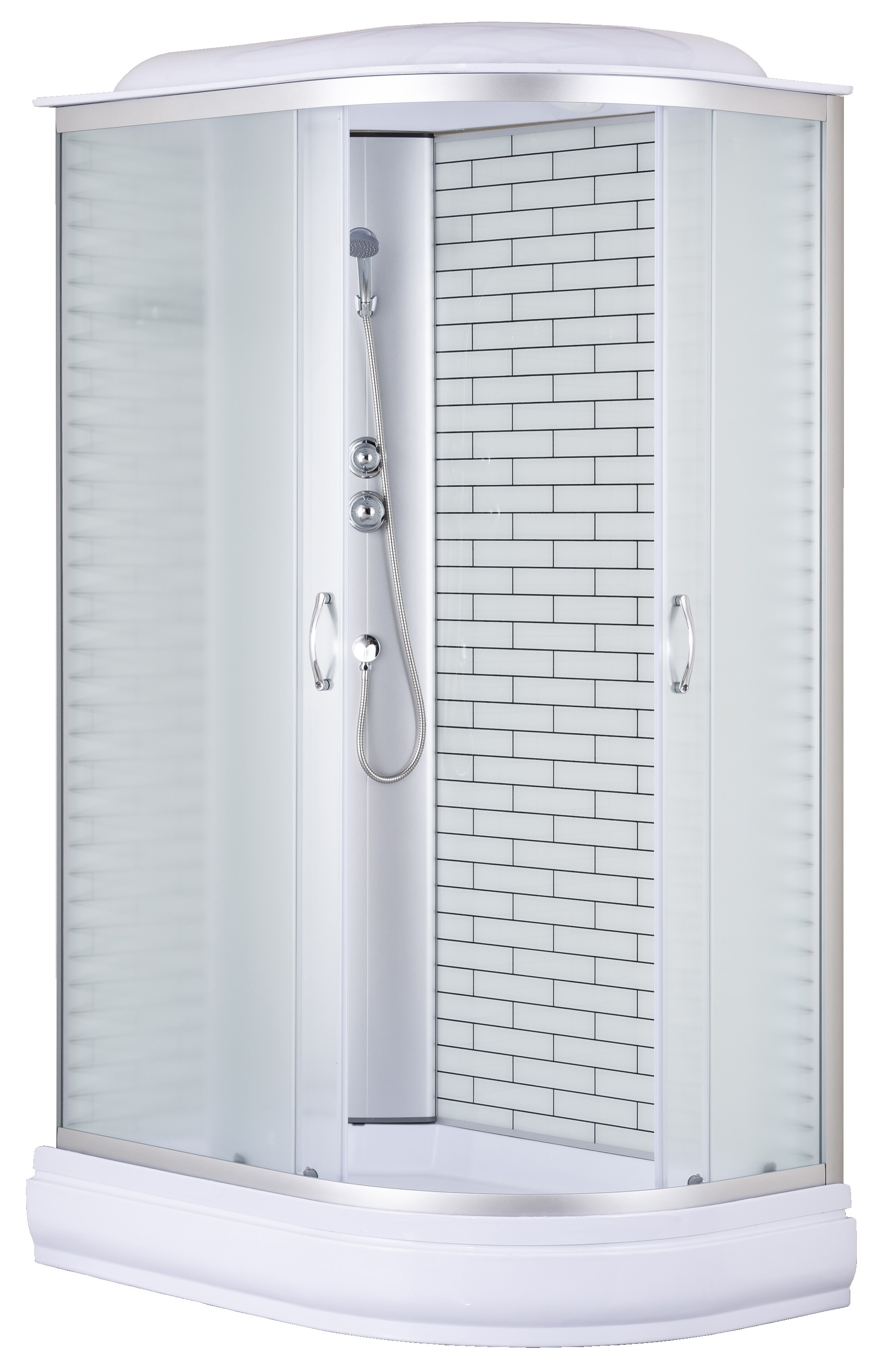 

Душевая кабина Loranto CS-66120-20L FW 120*80*215см споддоном 20см, белый кирпичный узор, стекло 4мм. Профиль хром (3 коробки)