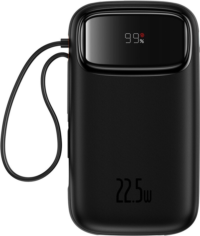 

Внешний аккумулятор Baseus Qpow2 Dual-Cable Digital Display Fast Charge Power Bank 10000mAh 22.5W Cluster Black (P10055003113-00)