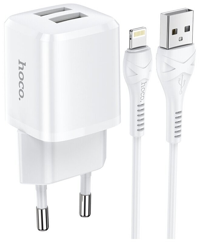 

Сетевое зарядное устройство Hoco N8 2USB 2.4A LIGHTNING 8-PIN 1м белый (6931474742018)
