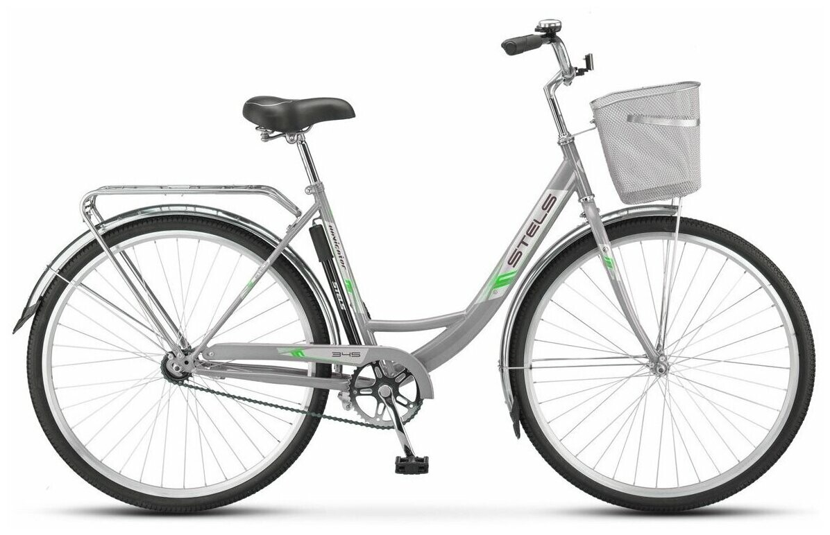 

Велосипед взрослый STELS Navigator-345 28 Z010 Серо-зеленый +корзина (LU085343 LU093790 20)