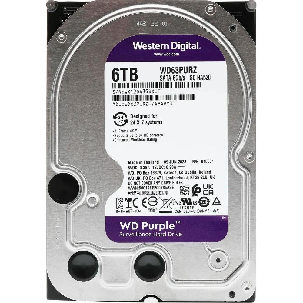 Жесткий диск Western Digital Purple 6TB (WD63PURU)