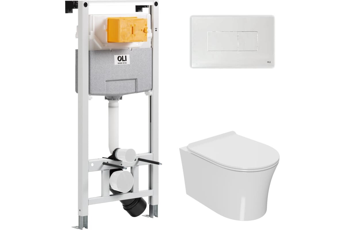 

Комплект инсталляции OLI 879235pKA01+PN41711 (Сет: OLI 120 ECO Sanitarblock pneumatic+Панель KARISMA,бел., OLI + Унитаз Point Вега PN41711)