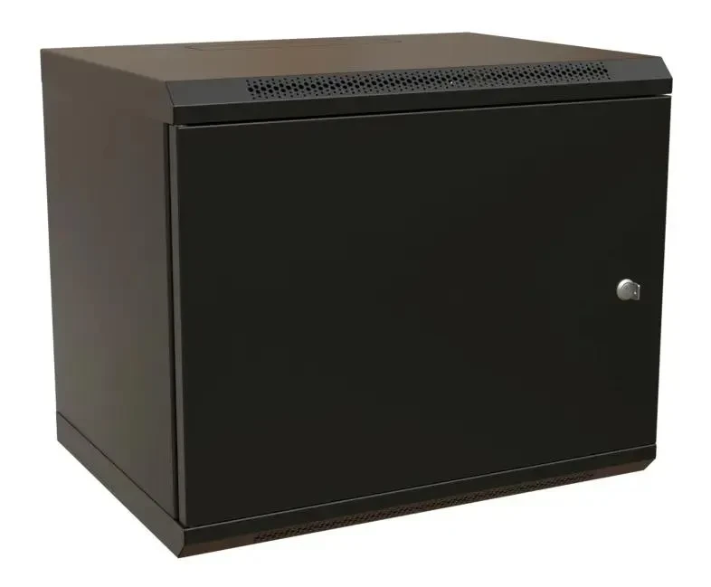 

Коммутационный шкаф WRLINE WR-TW-1566-SR-RAL9004 настенный, металлическая передняя дверь, 15U, 600x775x600мм