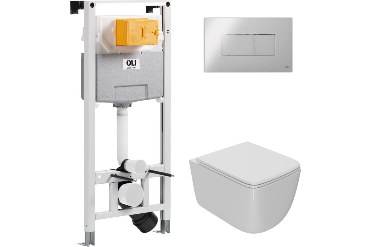 

Комплект инсталляции OLI 879235pKA00+PN41831 (Сет: OLI 120 ECO Sanitarblock pneumatic+Панель KARISMA, хр. гл. + Унитаз Point Меркурий PN41831)