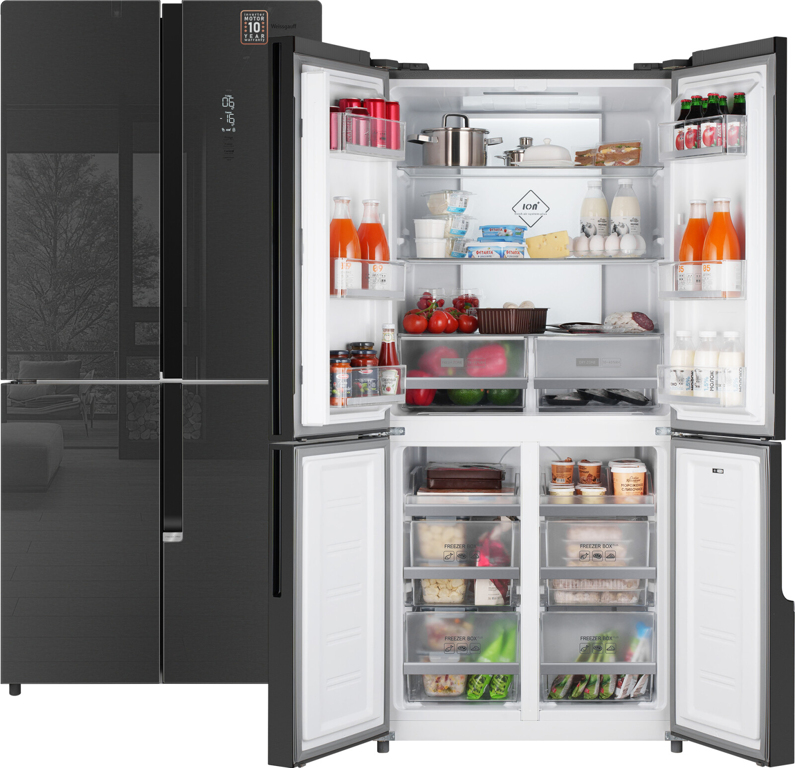 

Холодильник Side by Side Weissgauff WCD 450 Inox Glass NoFrost Inverter