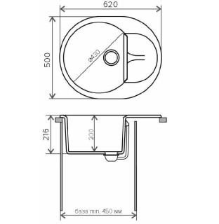 

Кухонная мойка Polygran ATOL-620 Бежевый (N27)