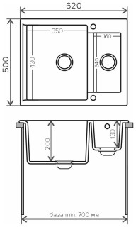 

Кухонная мойка Polygran BRIG-620 Черный (N16)