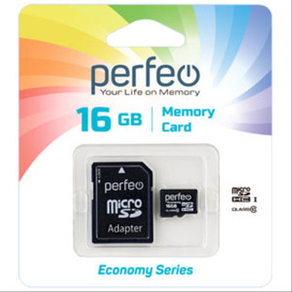 

Карта памяти Perfeo MicroSDHC 16GB Class10 ECONOMY SERIES