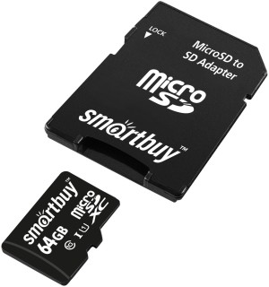 

Карта памяти Smartbuy MicroSDXC 64GB Class10 UHS-1 + адаптер