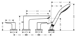 

Смеситель для ванны HansGrohe Talis E 71748670 (внешняя монтажная часть)