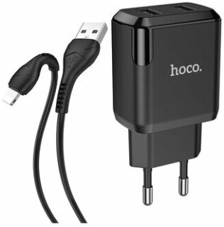 

Сетевое зарядное устройство Hoco N7 черный +Кабель USB-Lightning (6931474740564)