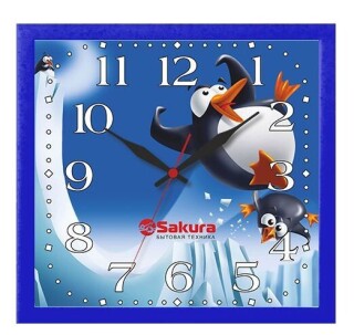 

Часы настенные Sakura ПЕ-А4.1 Веселые пингвины голубой