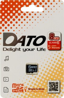 

Карта памяти Dato microSDHC 8Gb Class10 (DTTF008GUIC10) w/o adapter