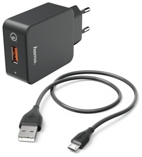 

Сетевое зарядное устройство Hama H-178336 кабель microUSB черный (00178336)