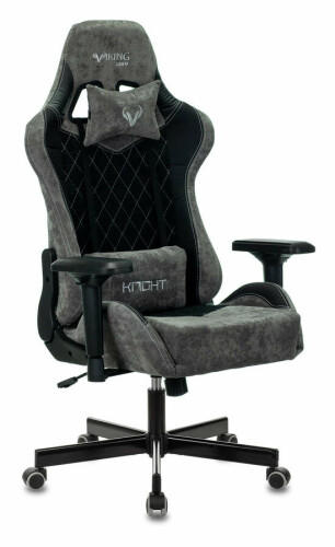 Кресло Zombie Viking 7 KNIGHT текстиль/эко.кожа серый/черный